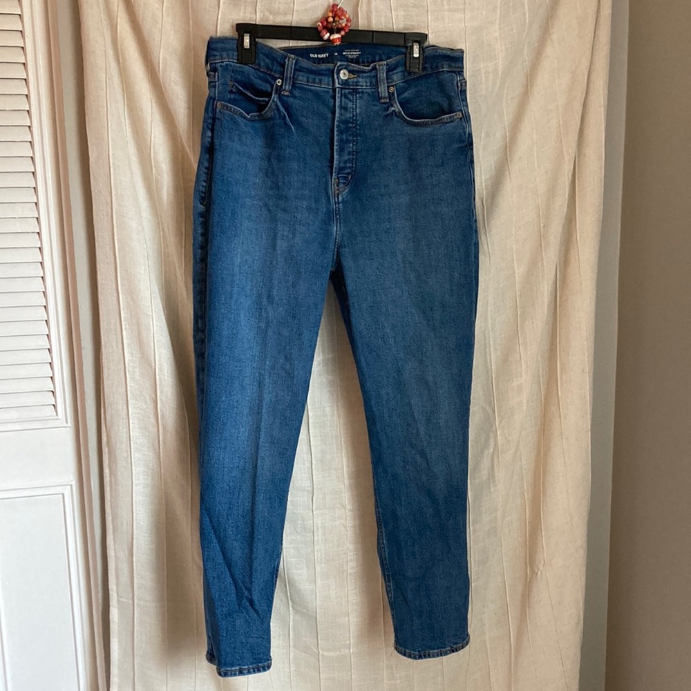 Old Navy Extra High Rise Sky-Hi Jeans Straight Leg with Button Fly Size 14
